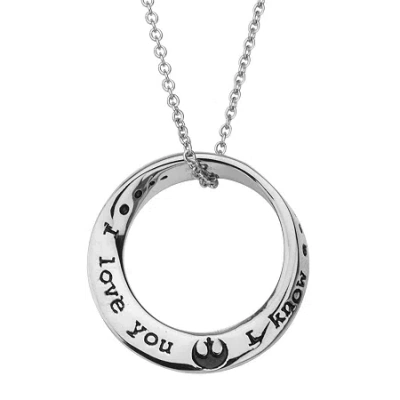 Fine Jewelry Star Wars Stainless Steel Mobius Circle Pendant Necklace In White