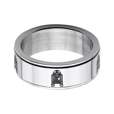 Fine Jewelry Star Wars Stainless Steel R2d2 Spinner Ring In White