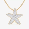 Fine Jewelry Starfish (g-h / Si1-si2) Womens 1/2 Ct. T.w. Lab Grown White Diamond 10k Gold Star 18 Inch Pendant N In Transparent