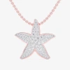 Fine Jewelry Starfish (g-h / Si1-si2) Womens 1/2 Ct. T.w. Lab Grown White Diamond 10k Rose Gold Star 18 Inch Pend In Transparent