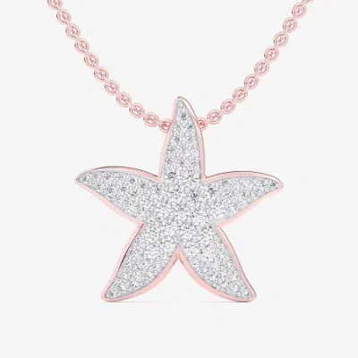 Fine Jewelry Starfish (g-h / Si1-si2) Womens 1/2 Ct. T.w. Lab Grown White Diamond 10k Rose Gold Star 18 Inch Pend In Transparent