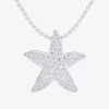 Fine Jewelry Starfish (g-h / Si1-si2) Womens 1/2 Ct. T.w. Lab Grown White Diamond 10k White Gold Star 18 Inch Pen In Transparent
