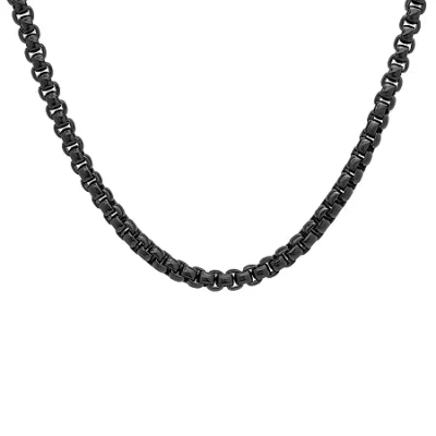 Fine Jewelry Steeltime Black Ion Plated Mens Stainless Steel 24 Inch Link Chain Necklace In Transparent
