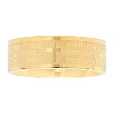 Fine Jewelry Steeltime Hail Mary Prayer Mens 6mm 18k Gold Over Stainless Steel Stainless Steel Band In Transparent