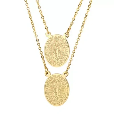Fine Jewelry Steeltime Lady Of Guadalupe Mens 18k Gold Over Stainless Steel Oval 28 Inch Pendant Necklace In Transparent