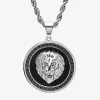 Fine Jewelry Steeltime Lion Mens Cubic Zirconia Stainless Steel Round Hypoallergenic 24 Inch Pendant Necklace In Transparent