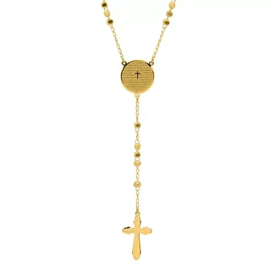 Fine Jewelry Steeltime Lord's Prayer Medallion Mens 20 Inch Rosary Necklace In Transparent