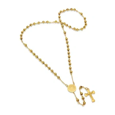 Fine Jewelry Steeltime Lord's Prayer Medallion Mens 27 Inch Rosary Necklace In Transparent