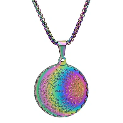 Fine Jewelry Steeltime Lord's Prayer Mens Stainless Steel Round Hypoallergenic 24 Inch Pendant Necklace In Transparent