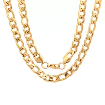 Fine Jewelry Steeltime Mens 18k Gold Over Stainless Steel 24 Inch Figaro Chain Necklace In Transparent
