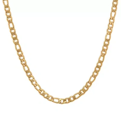 Fine Jewelry Steeltime Mens 18k Gold Over Stainless Steel 24 Inch Figaro Chain Necklace In Transparent