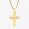 Fine Jewelry Steeltime Mens 18k Gold Over Stainless Steel Cross Hypoallergenic 24 Inch Pendant Necklace In Transparent