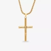 Fine Jewelry Steeltime Mens 18k Gold Over Stainless Steel Cruifix Cross Pendant Necklace In Transparent
