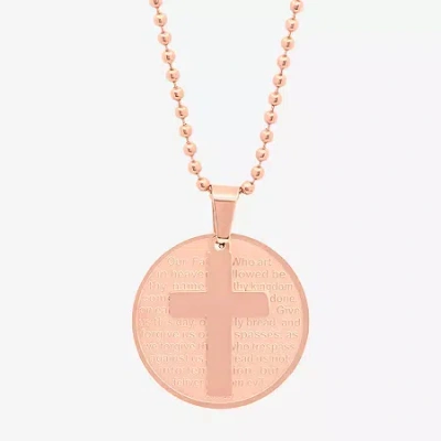 Fine Jewelry Steeltime Mens 18k Gold Over Stainless Steel Hypoallergenic 24 Inch Pendant Necklace In Transparent