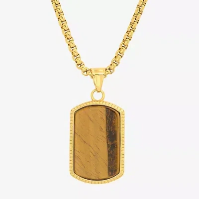 Fine Jewelry Steeltime Mens 18k Gold Over Stainless Steel Hypoallergenic 24 Inch Pendant Necklace In Transparent