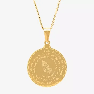 Fine Jewelry Steeltime Mens 18k Gold Over Stainless Steel Round Hypoallergenic 24 Inch Pendant Necklace In Transparent