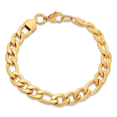 Fine Jewelry Steeltime Mens 18k Gold Over Stainless Steel Solid Figaro Chain Bracelet In Transparent