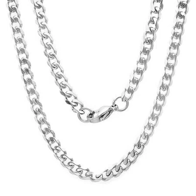 Fine Jewelry Steeltime Mens Stainless Steel 24 Inch Curb Chain Necklace In Transparent