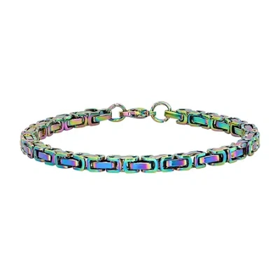 Fine Jewelry Steeltime Mens Stainless Steel 8 Inch Solid Byzantine Hypoallergenic Chain Bracelet In Transparent