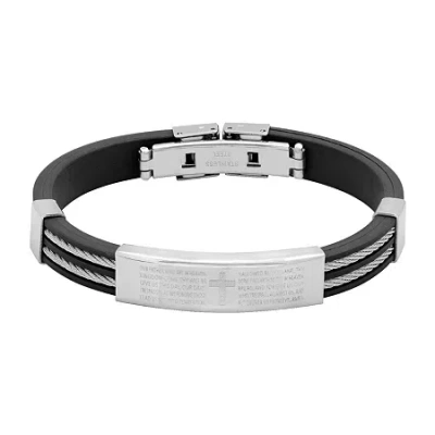 Fine Jewelry Steeltime Mens Stainless Steel 8 Inch Solid Hypoallergenic Id Bracelet In Transparent