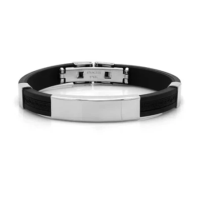 Fine Jewelry Steeltime Mens Stainless Steel 8 Inch Solid Id Bracelet In Transparent