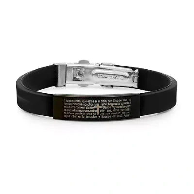 Fine Jewelry Steeltime Mens Stainless Steel 8 Inch Solid Id Bracelet In Transparent