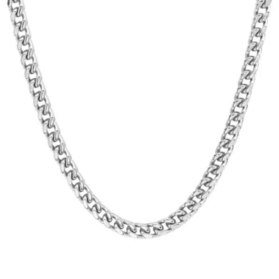 Fine Jewelry Steeltime Mens Stainless Steel Hypoallergenic 24 Inch Box Chain Necklace In Transparent