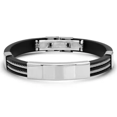 Fine Jewelry Steeltime Mens Stainless Steel Id Bracelet In Transparent