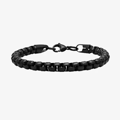Fine Jewelry Steeltime Mens Stainless Steel Solid Box Hypoallergenic Chain Bracelet In Transparent