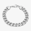 Fine Jewelry Steeltime Mens Stainless Steel Solid Hypoallergenic 8 1/2 Inch Link Bracelet In Transparent