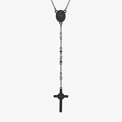 Fine Jewelry Steeltime Miraculous Medal Mens Stainless Steel Hypoallergenic 26 Inch Rosary Necklace In Transparent