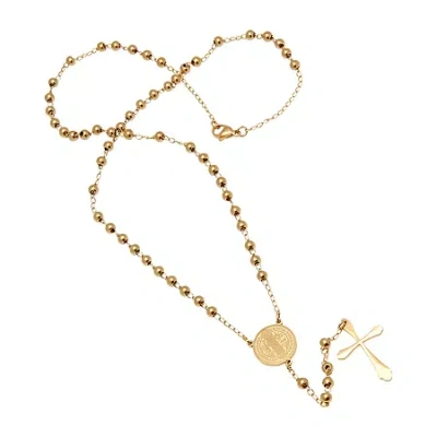 Fine Jewelry Steeltime Saint Benedict Medal Mens 20 Inch Rosary Necklace In Transparent