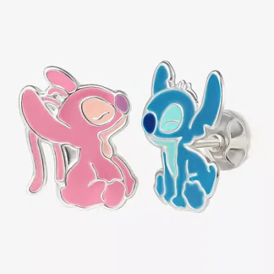 Fine Jewelry Kids' Sterling Silver 12.9mm Lilo & Stitch Stud Earrings In Pink