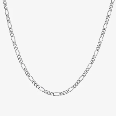Fine Jewelry Sterling Silver 18 - 24 Inch Hollow Figaro Chain Necklace In Transparent