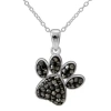 Fine Jewelry Sterling Silver Crystal Paw Print Pendant Necklace In Transparent