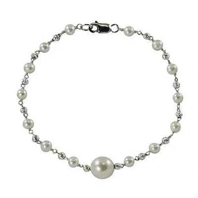 Fine Jewelry Sterling Silver Cultured Freshwater Pearl Bracelet In Transparent
