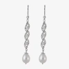 Fine Jewelry Sterling Silver Fresh Water Pearl Lace Earrings In Transparent