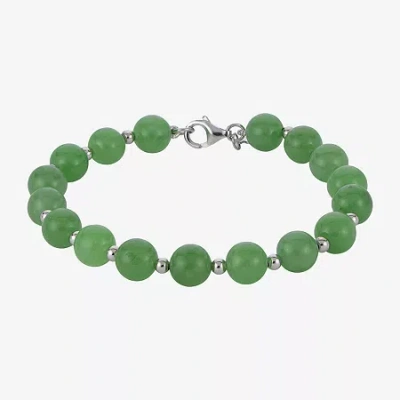 Fine Jewelry Sterling Silver Jade Bead Bracelet In Transparent