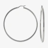 Fine Jewelry Sterling Silver Large Polished Hoop Earrings In Transparent