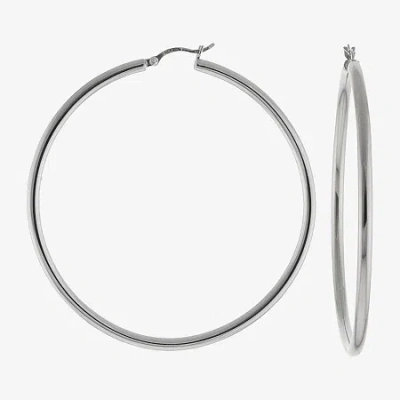 Fine Jewelry Sterling Silver Large Polished Hoop Earrings In Transparent