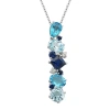 Fine Jewelry Sterling Silver Shades Of Blue Cluster Pendant Necklace In Transparent