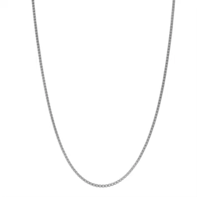 Fine Jewelry Sterling Silver Solid Box Chain Necklace In Transparent