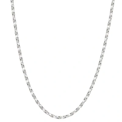 Fine Jewelry Sterling Silver Solid Box Chain Necklace In Transparent
