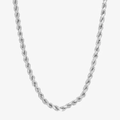 Fine Jewelry Sterling Silver Solid Rope Chain Necklace In Transparent