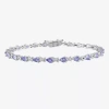 Fine Jewelry Sterling Silver Tanzanite Tennis Bracelet In Transparent