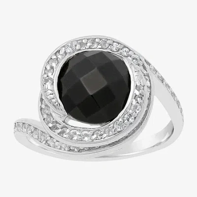 Fine Jewelry Swirl Womens Genuine Black Onyx Sterling Silver Cocktail Ring In Transparent