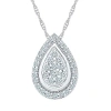 Fine Jewelry Teardrop Womens 1/3 Ct. T.w. Natural White Diamond 10k White Gold Pear 18 Inch Pendant Necklace In Transparent