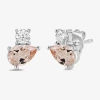 Fine Jewelry Toi Et Moi Genuine Gemstone & 1/5 Ct. T.w. Lab Grown Diamond 10k White Gold 8.1mm Pear Stud Earrings In Pink