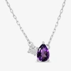 Fine Jewelry Toi Et Moi Womens Genuine Gemstone & 1/10 Ct. T.w. Lab Grown Diamond 10k White Gold Pear Pendant Nec In Purple