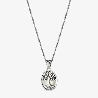 Fine Jewelry Tree Of Life Womens White Mother Of Pearl Sterling Silver 16 Inch Pendant Necklace In Transparent